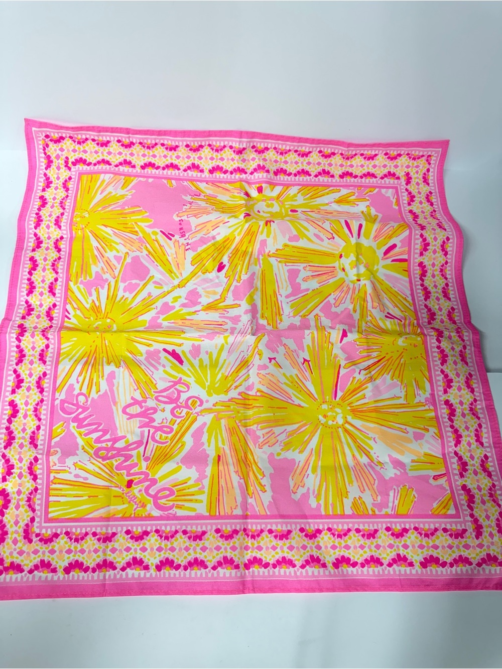 Lilly Pulitzer bandanna scarf pink be the sunshine Square